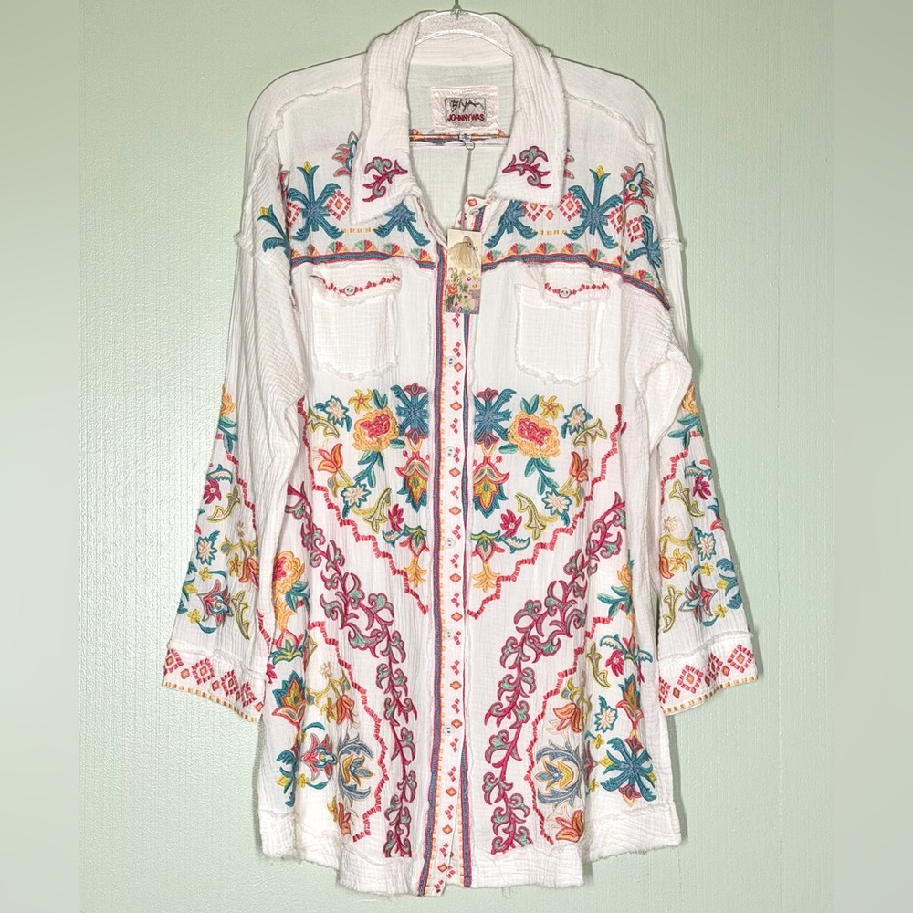 NWT Johnny Was Toyah Embroidered Blouse Top Sz XL - Picture 5 of 11